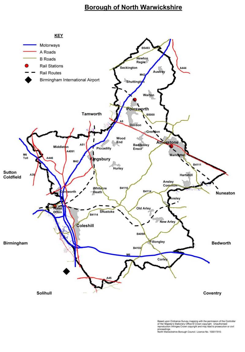 Map of the borough of North Warwickshire