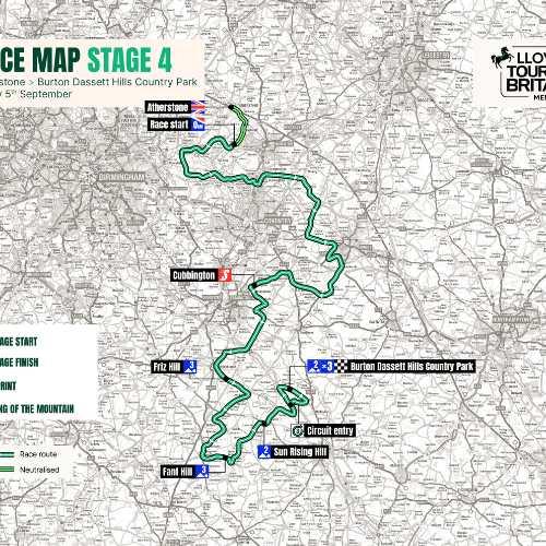 map for Lloyds Tour of Britain Men: Full Route Announced for Warwickshire Stage