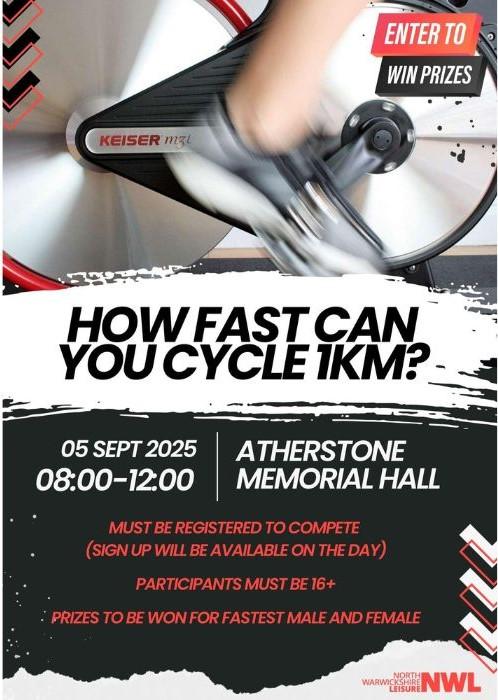 A promotional flyer for a cycling competition, featuring a close-up of a bike pedal and details about the event on September 5, 2025.