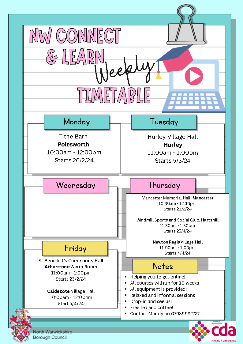 Connect and Learn timetable