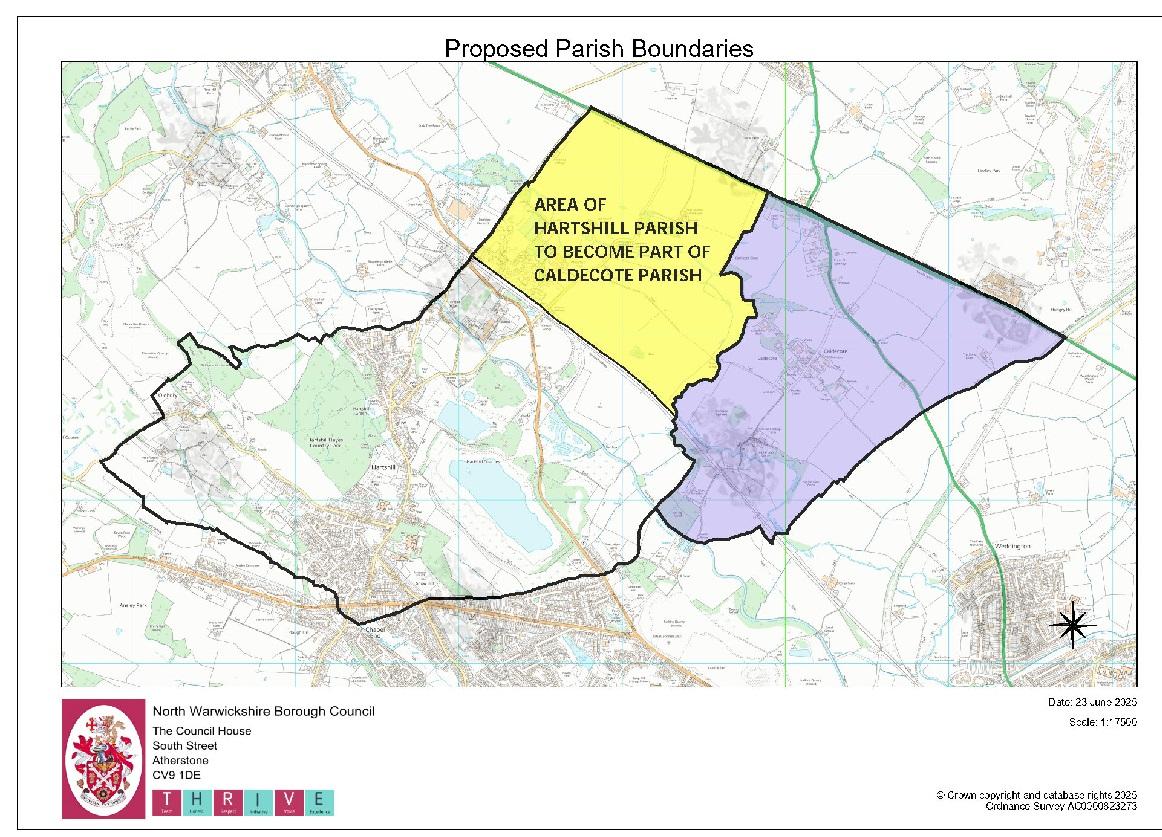 Proposed Hartshill and Caldecote parish boundaries