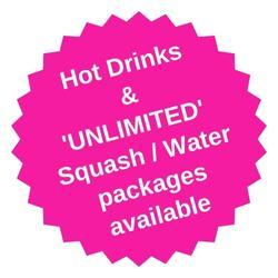 Children&#039;s birthday party hot drinks and unlimited squash packages